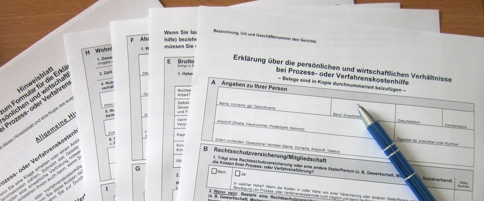 Formulare, u.a. Antrag auf Prozesskostenhilfe