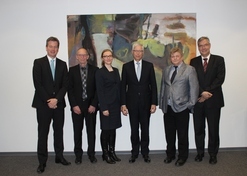 Besuch von Vertretern des Bundes der Steuerzahler beim Finanzgericht Düsseldorf, von links: Dr. Christian Graw, Hans-Ulrich Liebern, Katharina te Heesen, Helmut Plücker, Heinz Wirz und Harald Junker